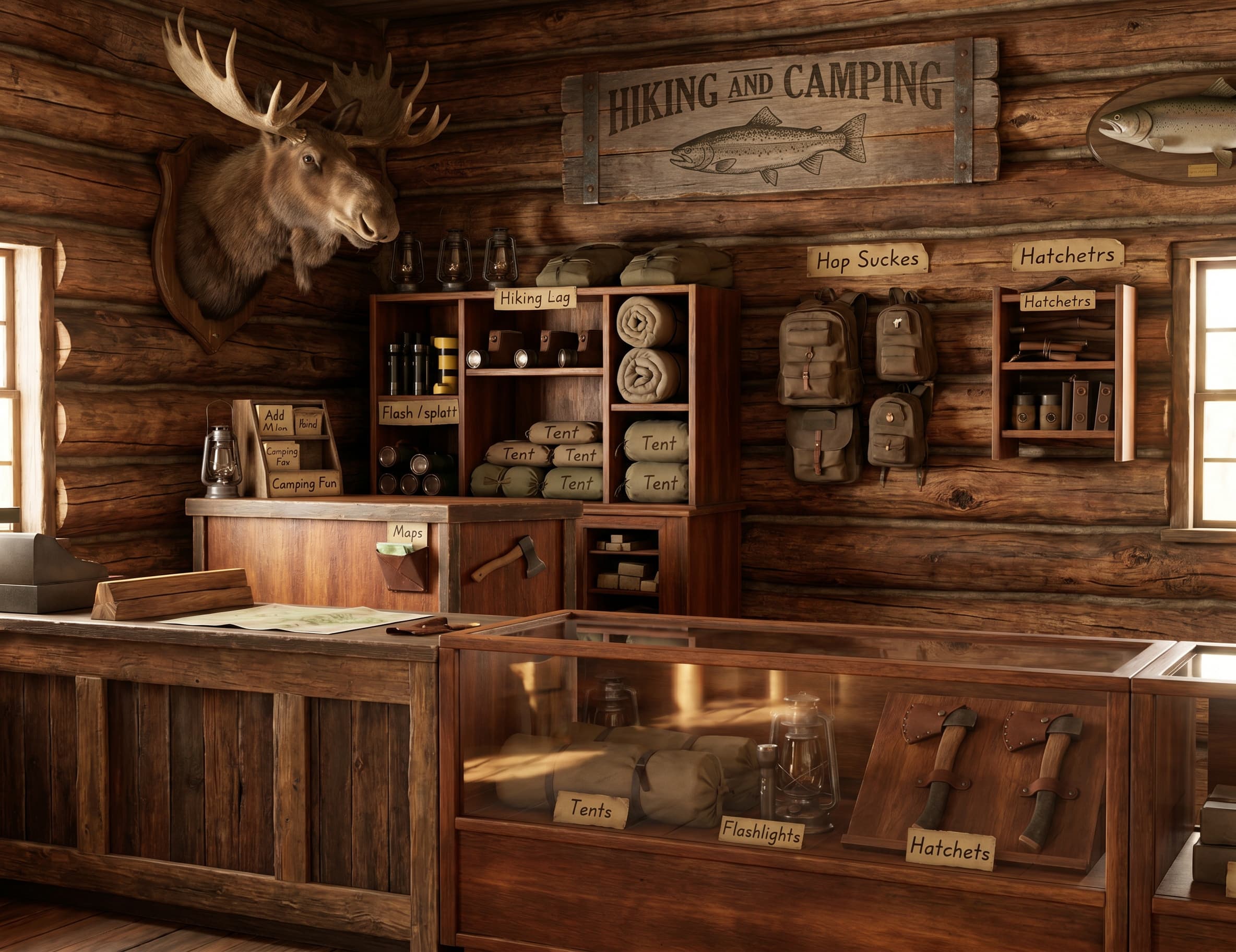 Wilderness workshop and outfitter camp mood